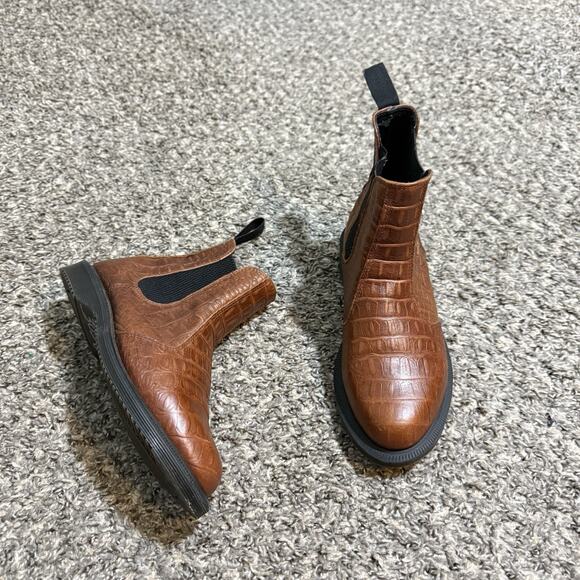 Dr Martens Women's Flora Croc Chelsea Boots Brown Leather Size 7 US - Picture 10 of 11